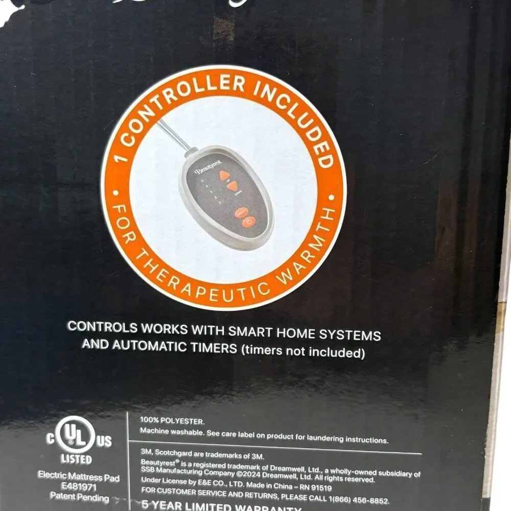 Beautyrest 3M Scotchgard Heated Mattress Pad - Electric Bed Warmer Full Size